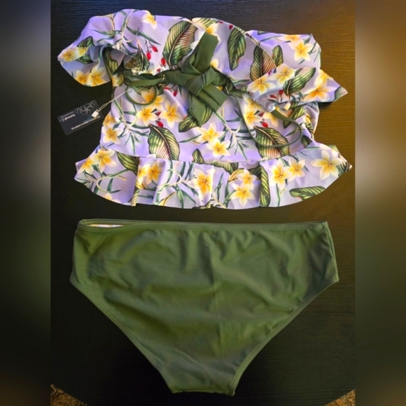 📣Summer Mae Maternity Two Piece Tankini Top  Bikini 👙 Bottom 🆕 Size Large NWT - Picture 10 of 10